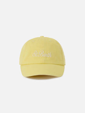 Casquette de baseball Davis en coton jaune clair avec logo brodé 
