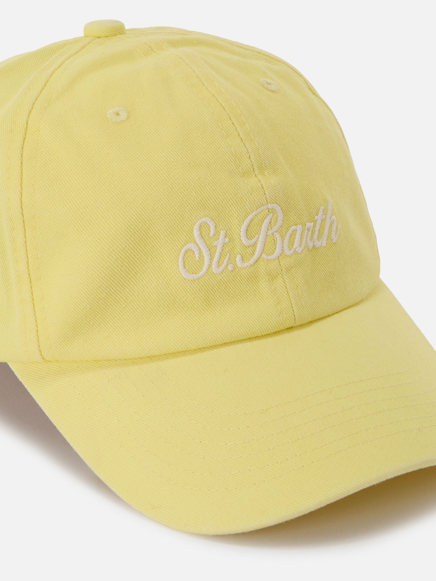 Casquette de baseball Davis en coton jaune clair avec logo brodé 