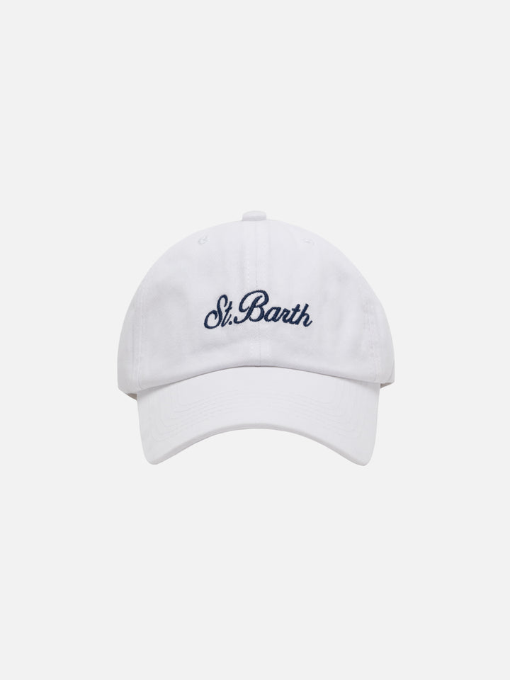 Davis weiße Denim-Ballkappe mit St. Barth-Stickerei