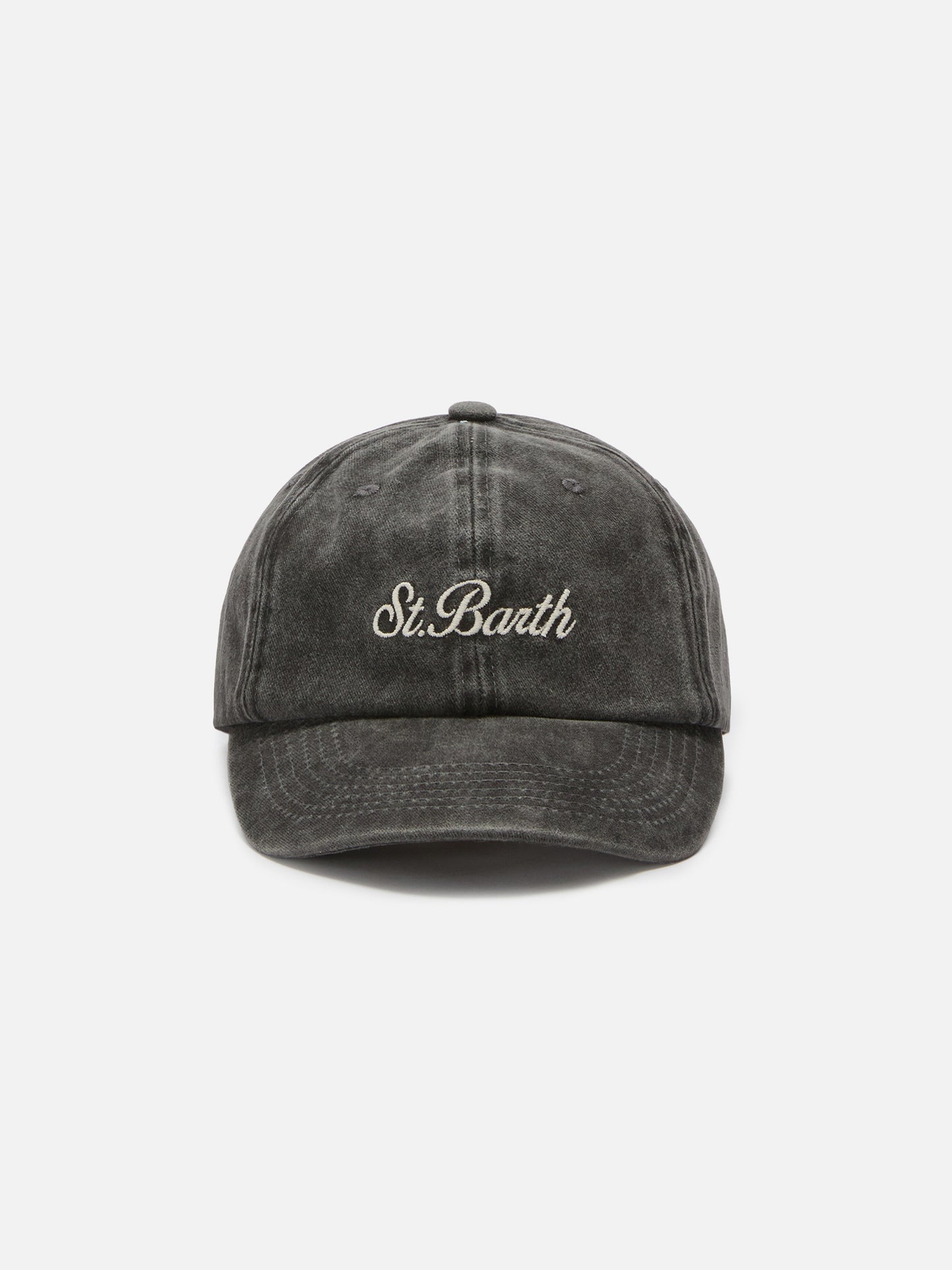 Casquette de baseball Davis en coton gris foncé avec logo brodé 