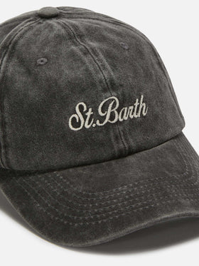 Casquette de baseball Davis en coton gris foncé avec logo brodé 