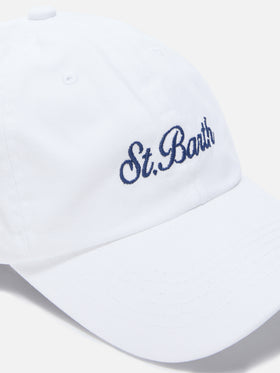 Gorra de béisbol Davis en algodón blanco con logotipo bordado 