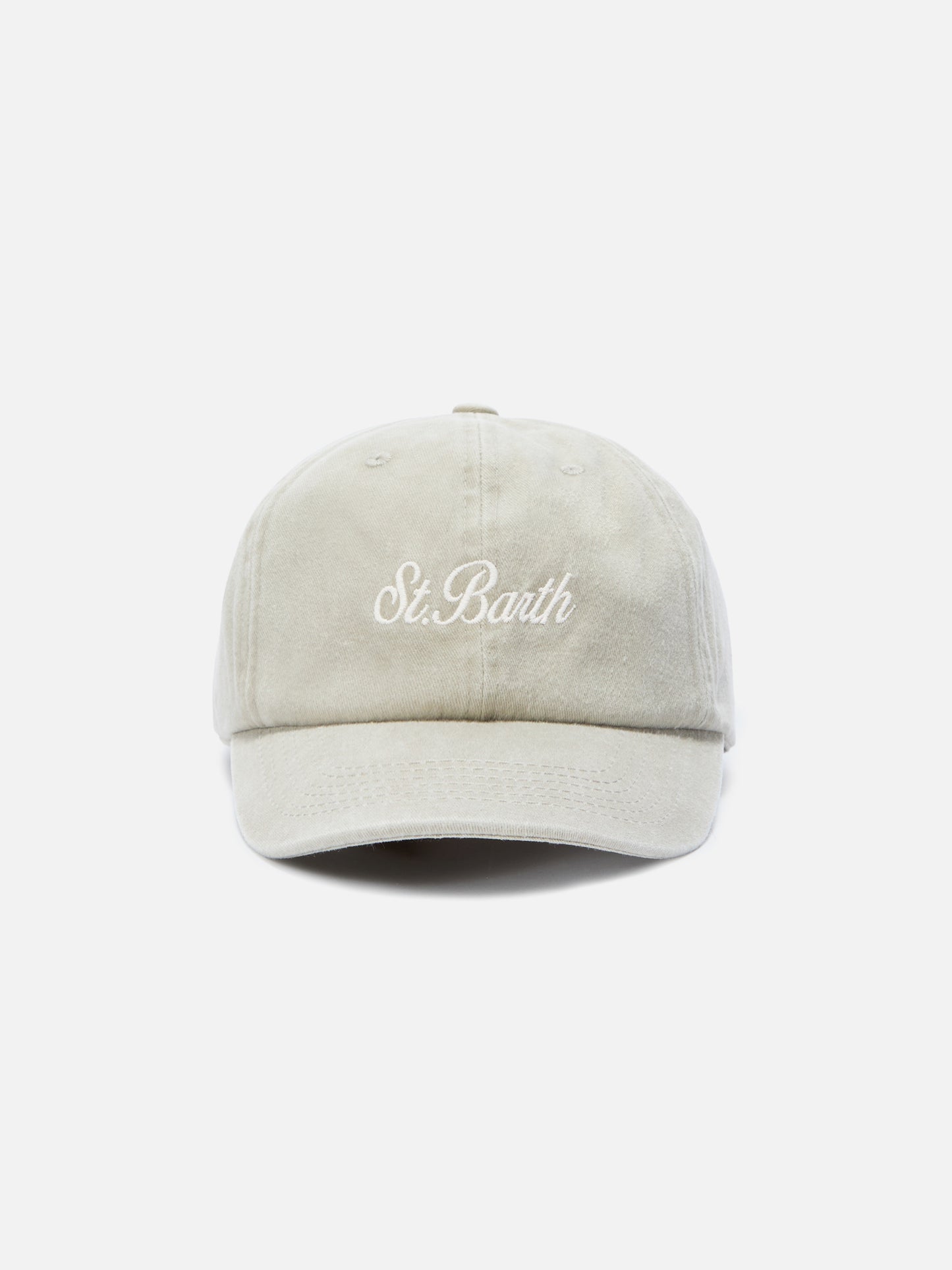Gorra de béisbol Davis de algodón beige con logotipo bordado 