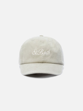Gorra de béisbol Davis de algodón beige con logotipo bordado 