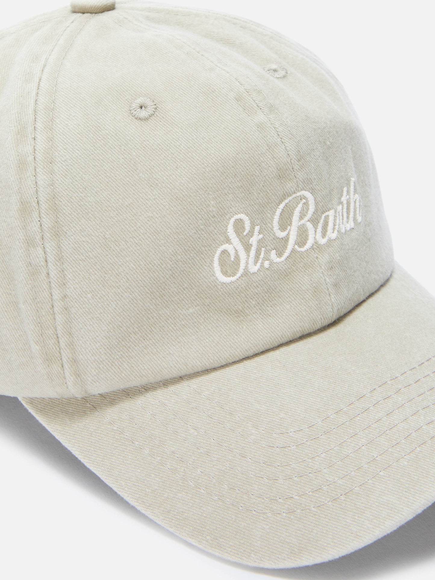 Gorra de béisbol Davis de algodón beige con logotipo bordado 