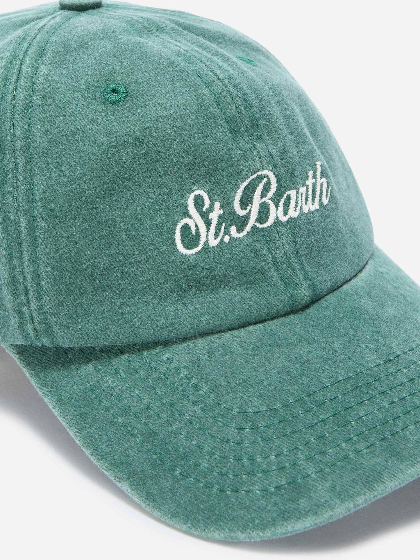 Gorra de béisbol Davis de algodón verde con logo bordado 