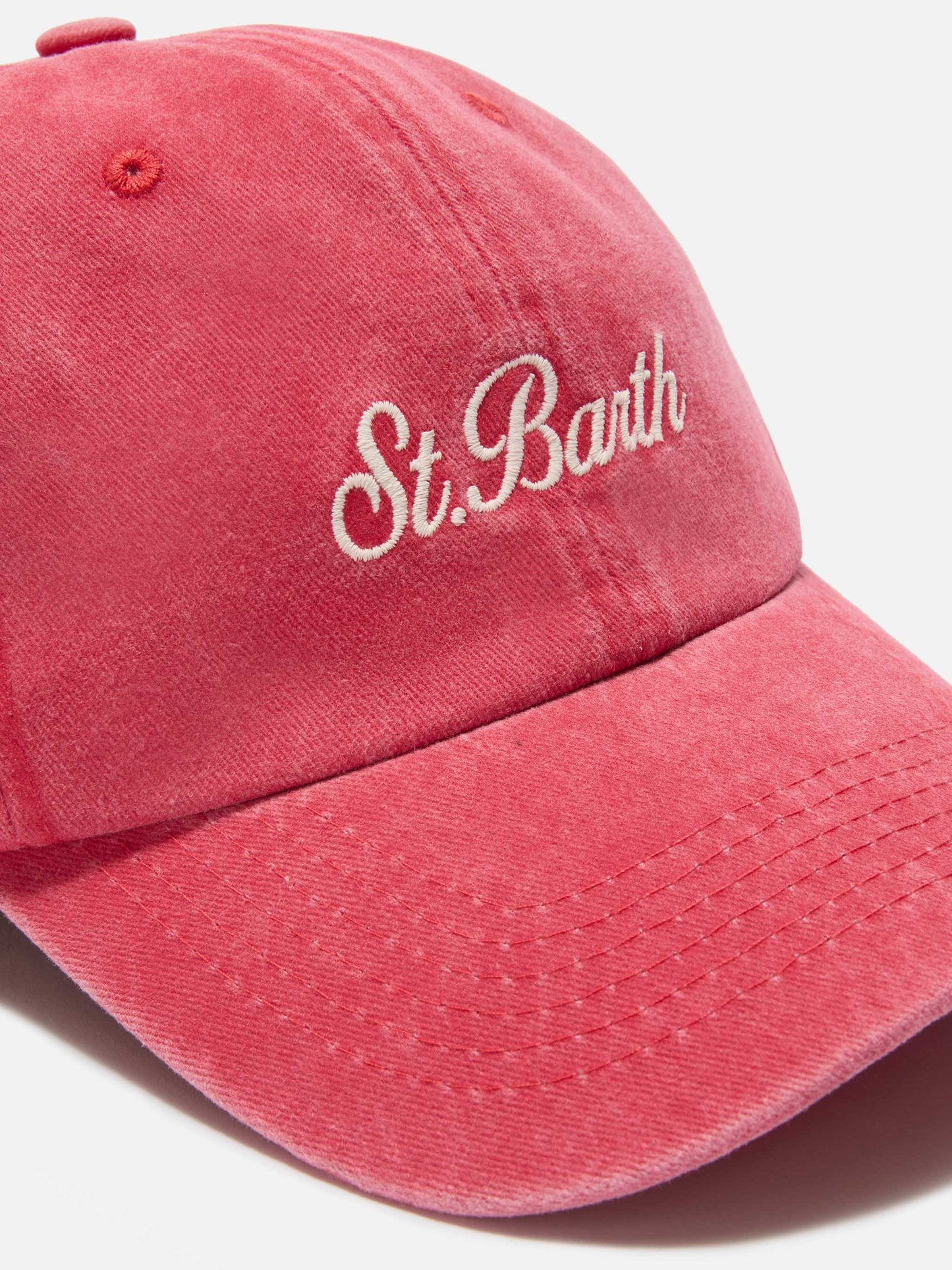 Casquette de baseball Davis en coton rouge foncé avec logo brodé 