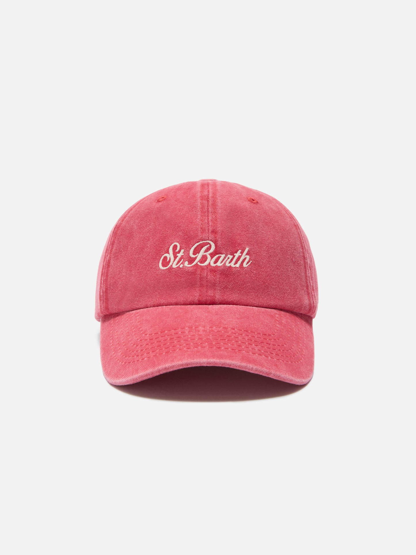 Casquette de baseball Davis en coton rouge foncé avec logo brodé 