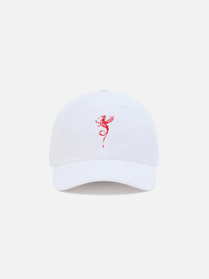 Gorra de béisbol Davis de algodón blanco con bordado de dragón AS Cannes | AS CANNES SPECIAL EDITION 