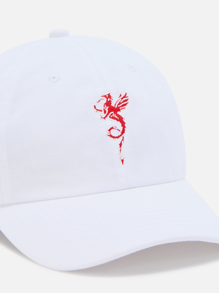 Gorra de béisbol Davis de algodón blanco con bordado de dragón AS Cannes | AS CANNES SPECIAL EDITION 