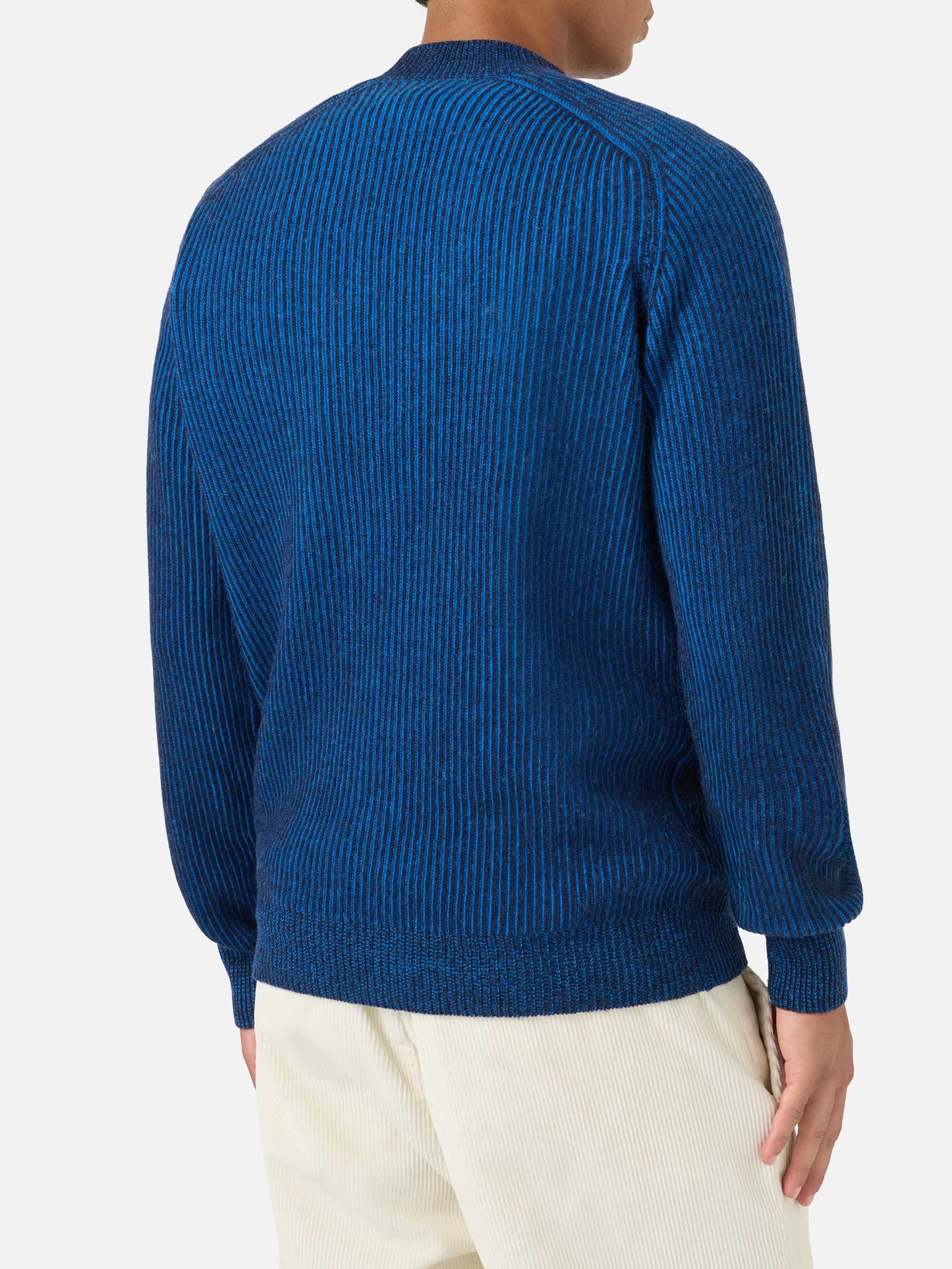 Jersey azul acanalado de cuello medio alto Davos 