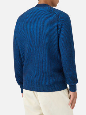 Jersey azul acanalado de cuello medio alto Davos 