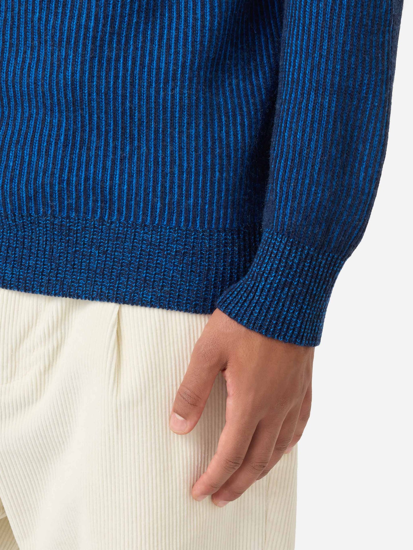 Jersey azul acanalado de cuello medio alto Davos 