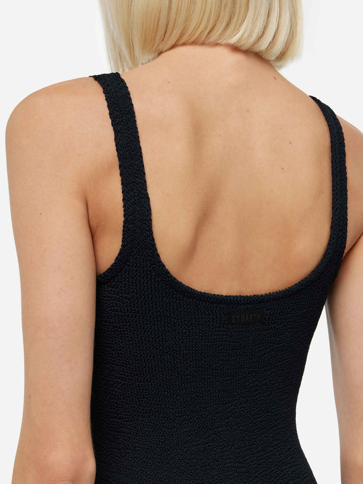 Deana Black Crinkle Tank Dress - MC2 Saint Barth