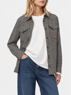 Camicia in lana Deer con stampa pied de poul