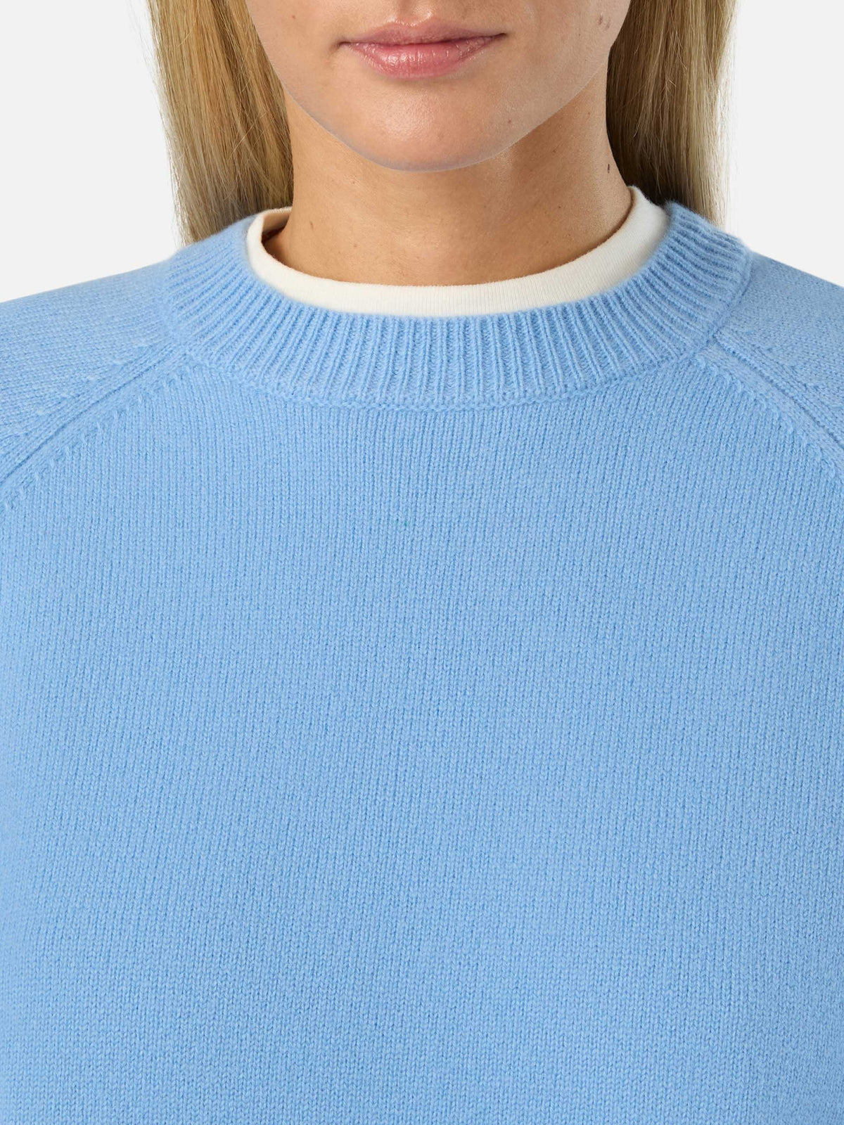 Maglia girocollo Delphine azzurra in lana