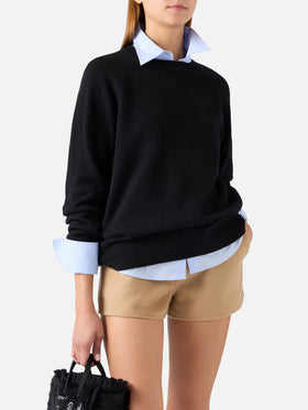 Pull ras-du-cou Delphine en laine noire 