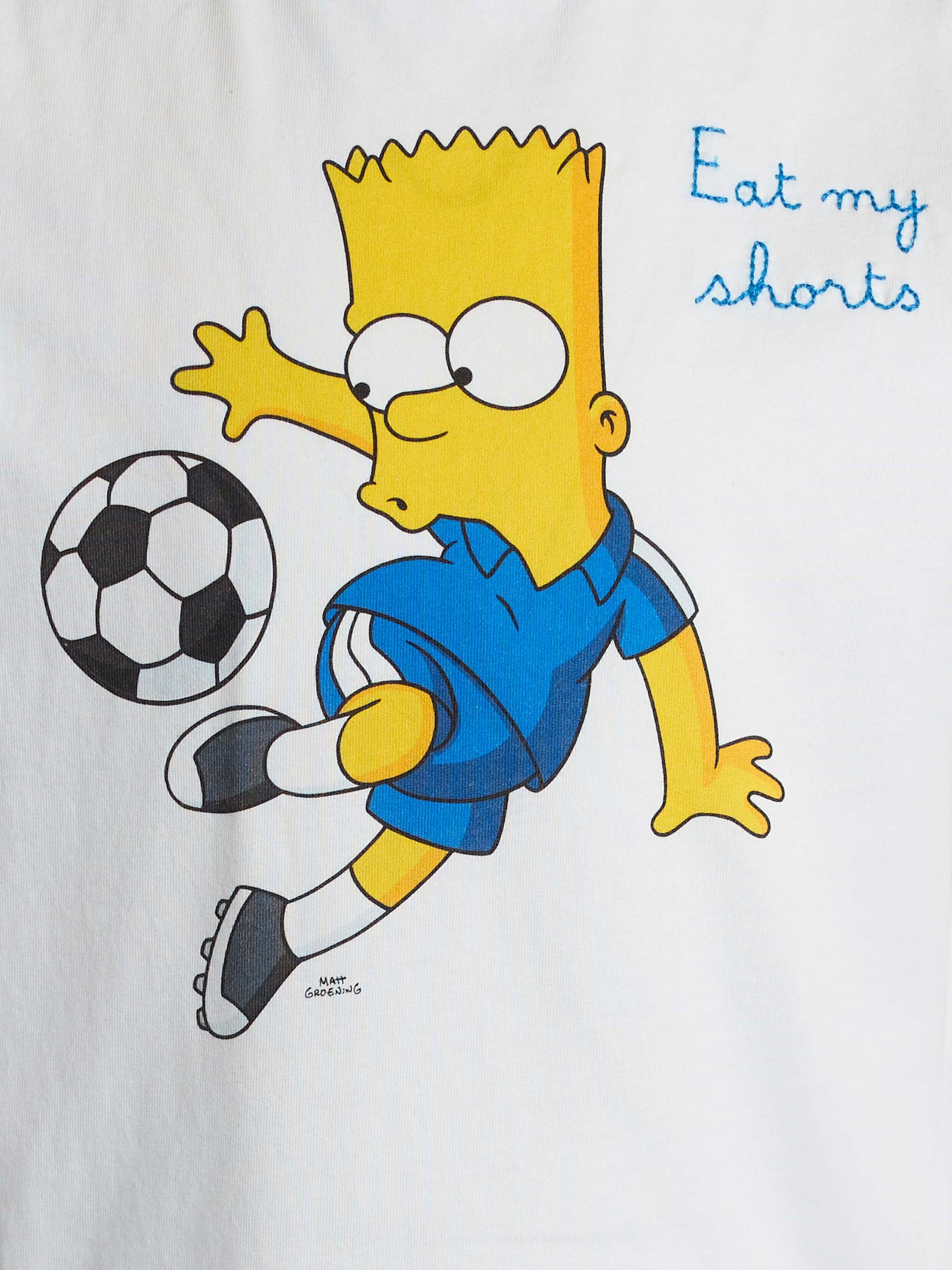 Boy white cotton t-shirt Dean Jr with Bart Simpson print and embroidery | THE SIMPSON SPECIAL EDITION - MC2 Saint Barth