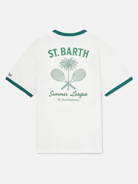 T-shirt Dean panna con stampa Tennis League e maxi grafica sul retro