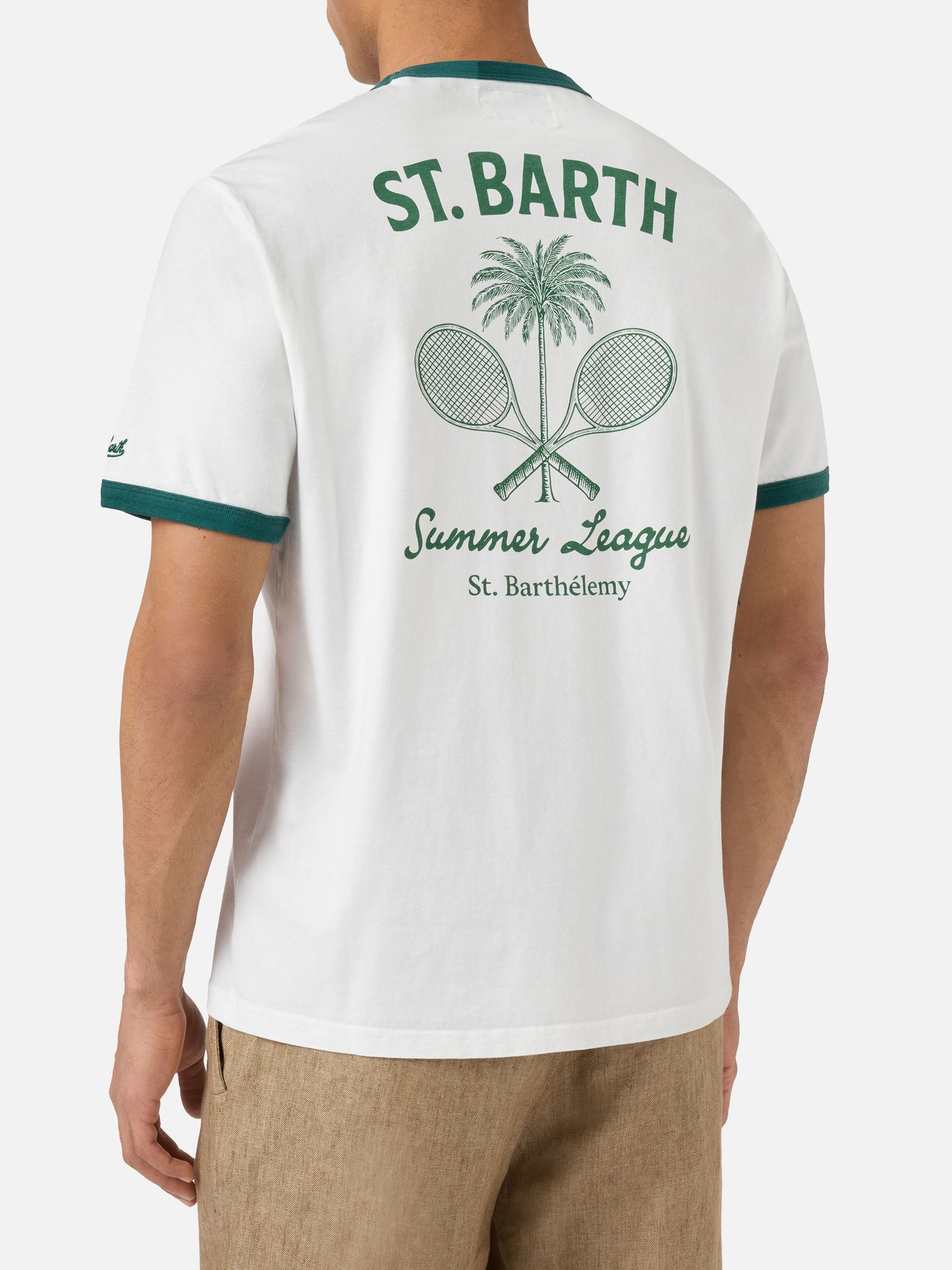 T-shirt Dean panna con stampa Tennis League e maxi grafica sul retro