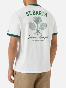 T-shirt Dean panna con stampa Tennis League e maxi grafica sul retro