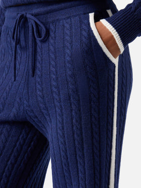 Nachtblaue blue Dinard Wollhose mit kontrastierenden Abschlüssen 