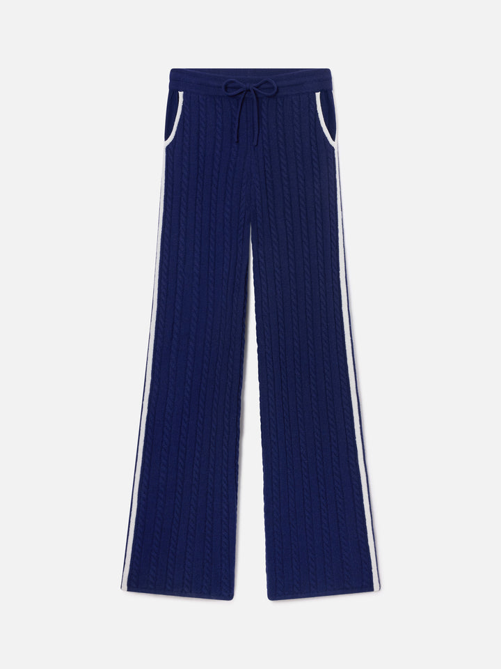 Pantalón de lana Night blue Dinard con ribetes en contraste 