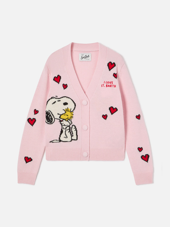 Cardigan Didy rose avec intarsia Snoopy | Special edition 