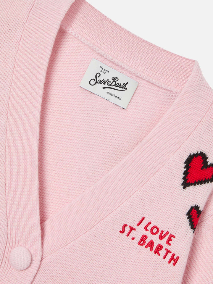 Cardigan Didy rose avec intarsia Snoopy | Special edition 