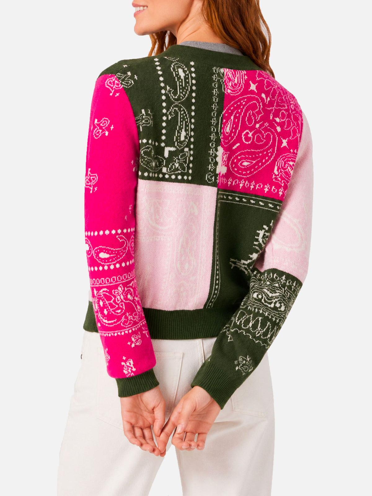 Cardigan Didy crop con fantasia bandana multicolore