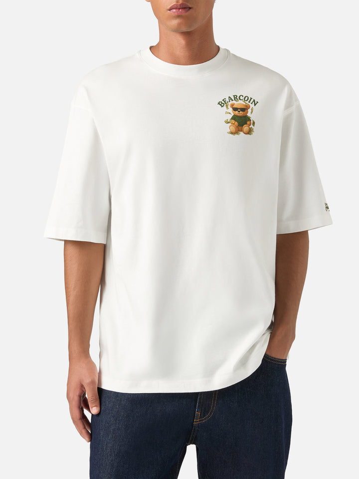 White Delmar oversize cotton t-shirt with back Bearcoin print