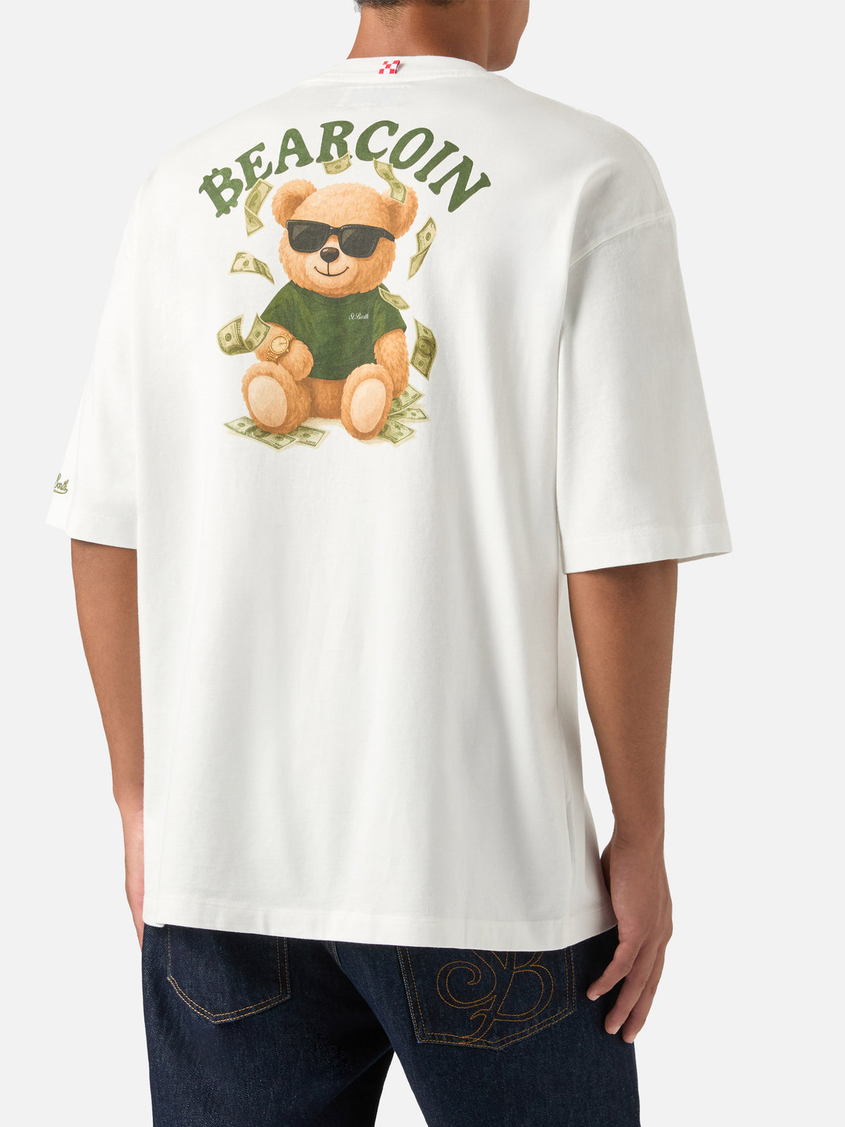White Delmar oversize cotton t-shirt with back Bearcoin print