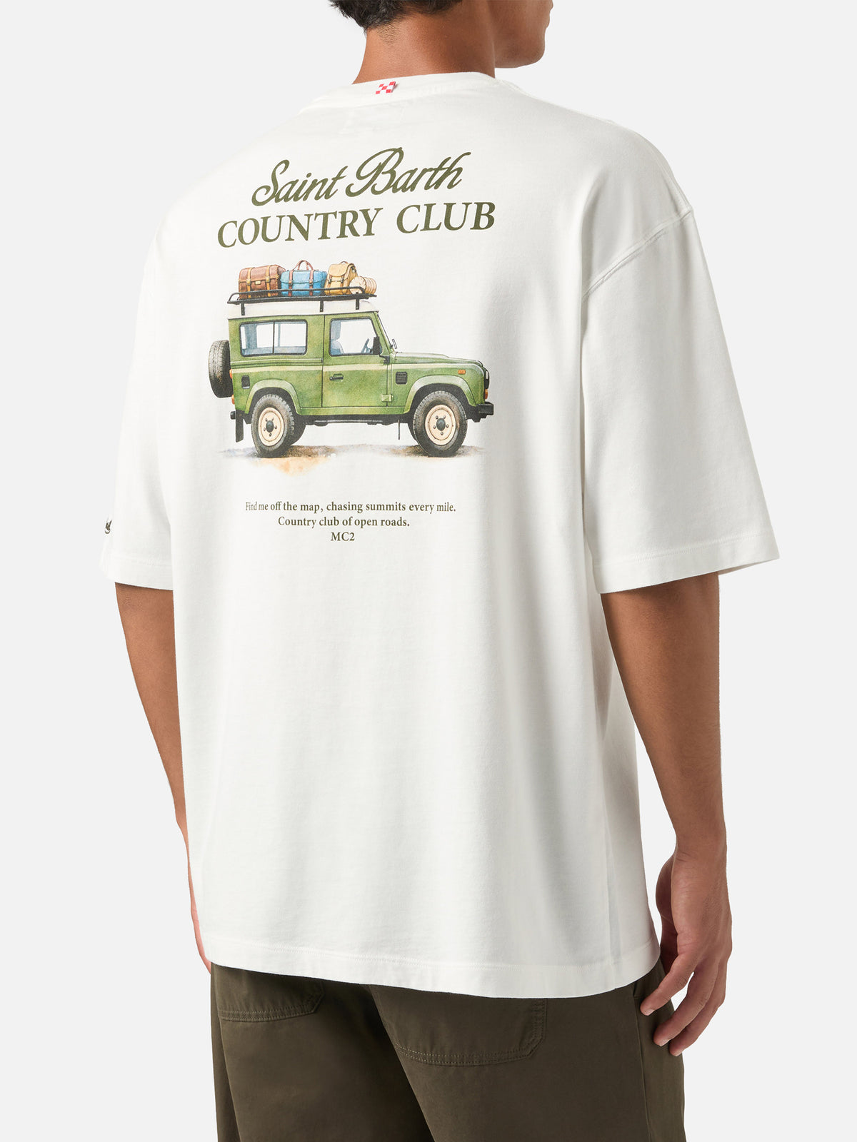 T-shirt oversize en coton blanc Delmar avec imprimé Country Club au dos 
