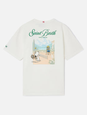 Delmar t-shirt in white with Peanuts Tennis Paradise print