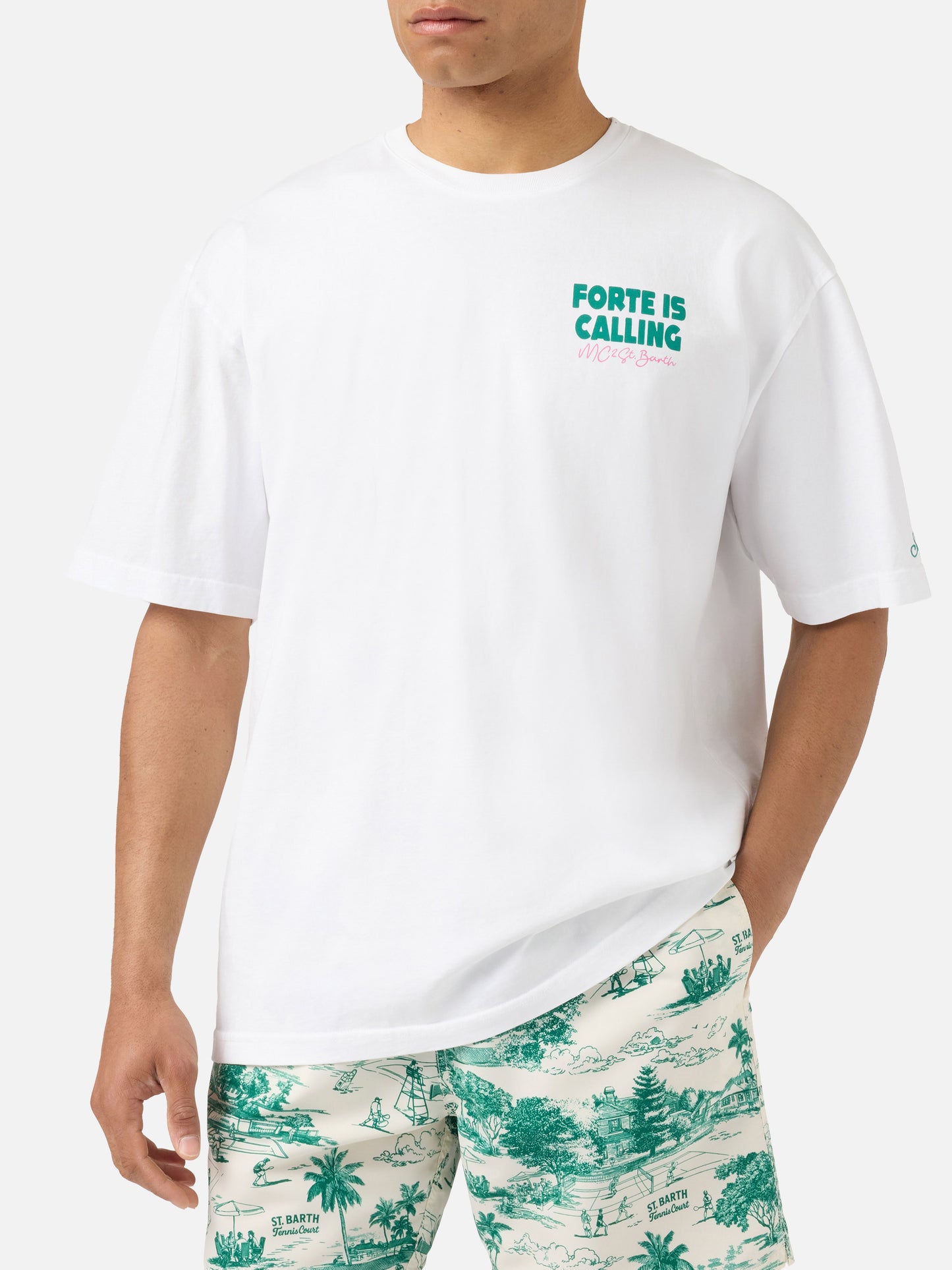 Delmar t-shirt with Forte Is Calling print and maxi graphic on the back