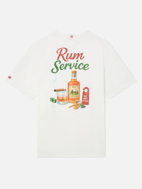 T-shirt oversize blanc en coton Delmar avec imprimé Rum Service au dos 