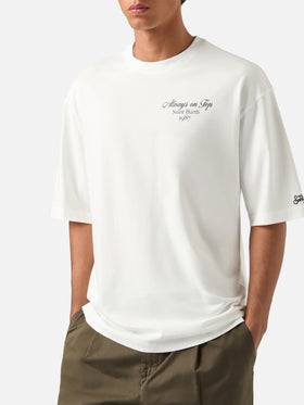Camiseta oversize de algodón blanca Delmar con estampado I'm Always On Top en la espalda 