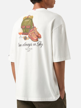 Camiseta oversize de algodón blanca Delmar con estampado I'm Always On Top en la espalda 