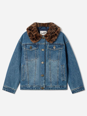 Light blue Dailys denim jacket with faux fur collar