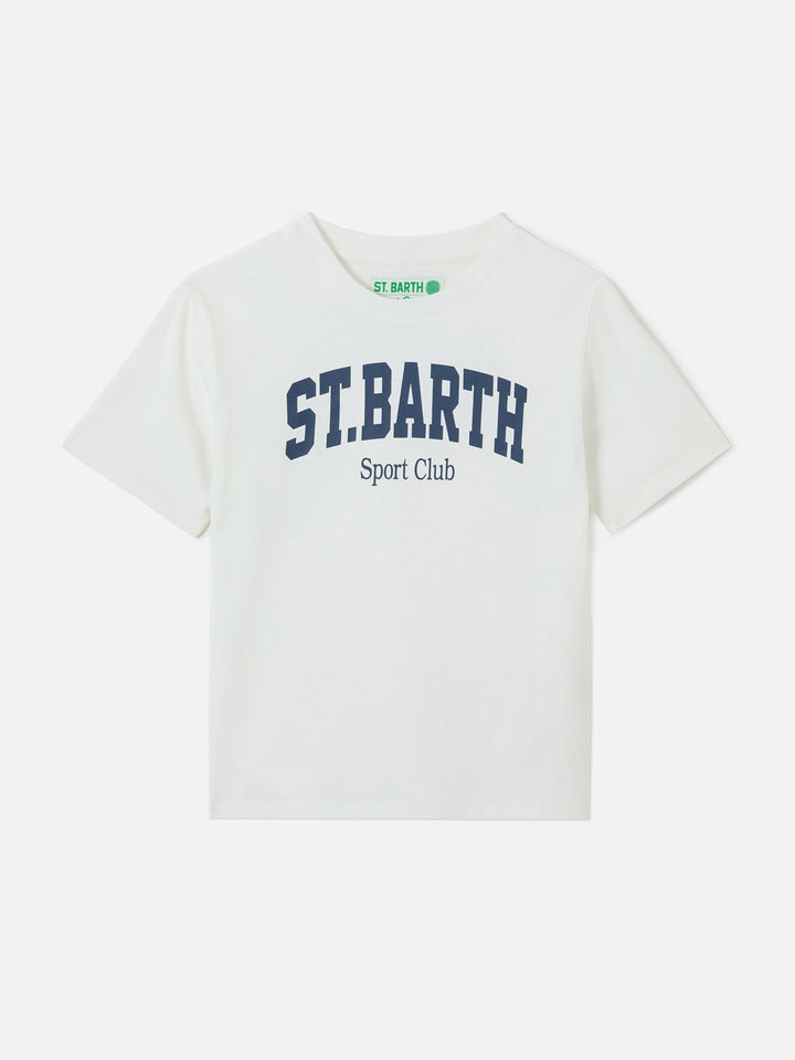 White Denver Jr t-shirt in pure cotton with Sport Club print