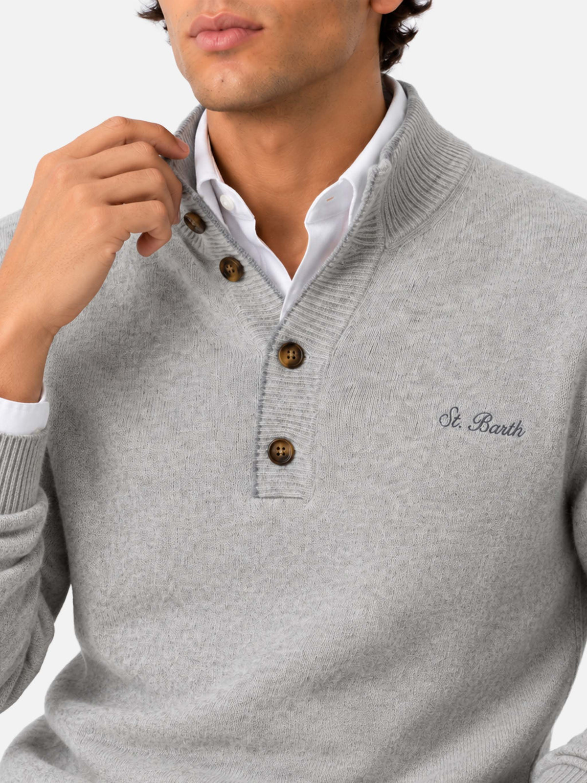 Polo en BLENDED CASHMERE gris clair 