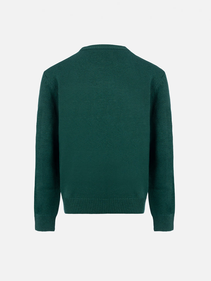 Boy green crewneck sweater beagle scarf Douglas - MC2 Saint Barth