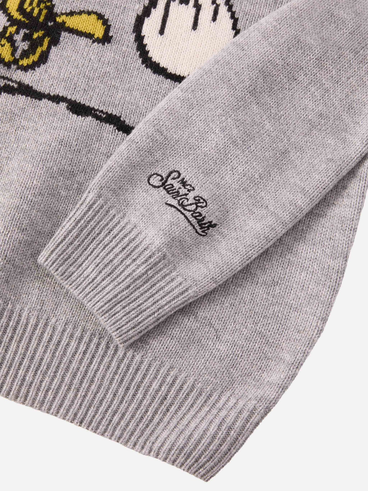 Girocollo Douglas in misto cashmere con stampa Woodstock e ricamo Vado dai Nonni | PEANUTS SPECIAL EDITION