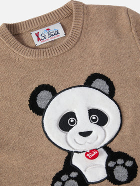 Pullover Douglas aus Kaschmirmischung mit Panda-Trudi-Aufnäher | TRUDI SONDEREDITION