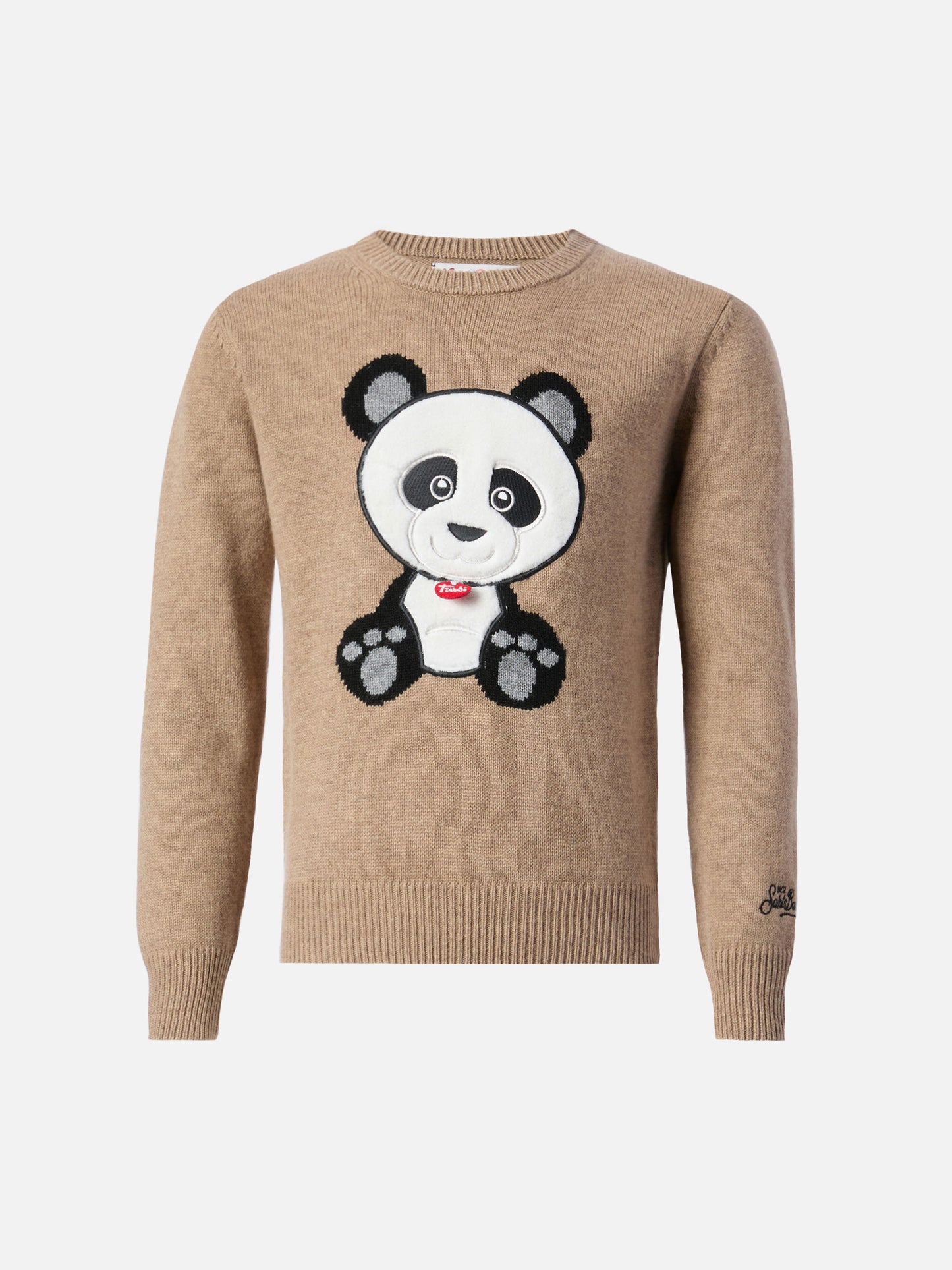 Pullover Douglas aus Kaschmirmischung mit Panda-Trudi-Aufnäher | TRUDI SONDEREDITION