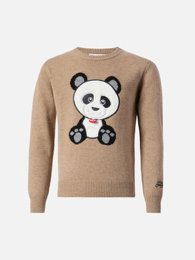 Pullover Douglas aus Kaschmirmischung mit Panda-Trudi-Aufnäher | TRUDI SONDEREDITION
