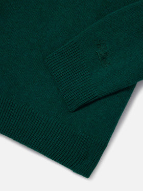 Prenda de punto con cuello redondo Douglas en verde bosque con lettering Foto Monello 