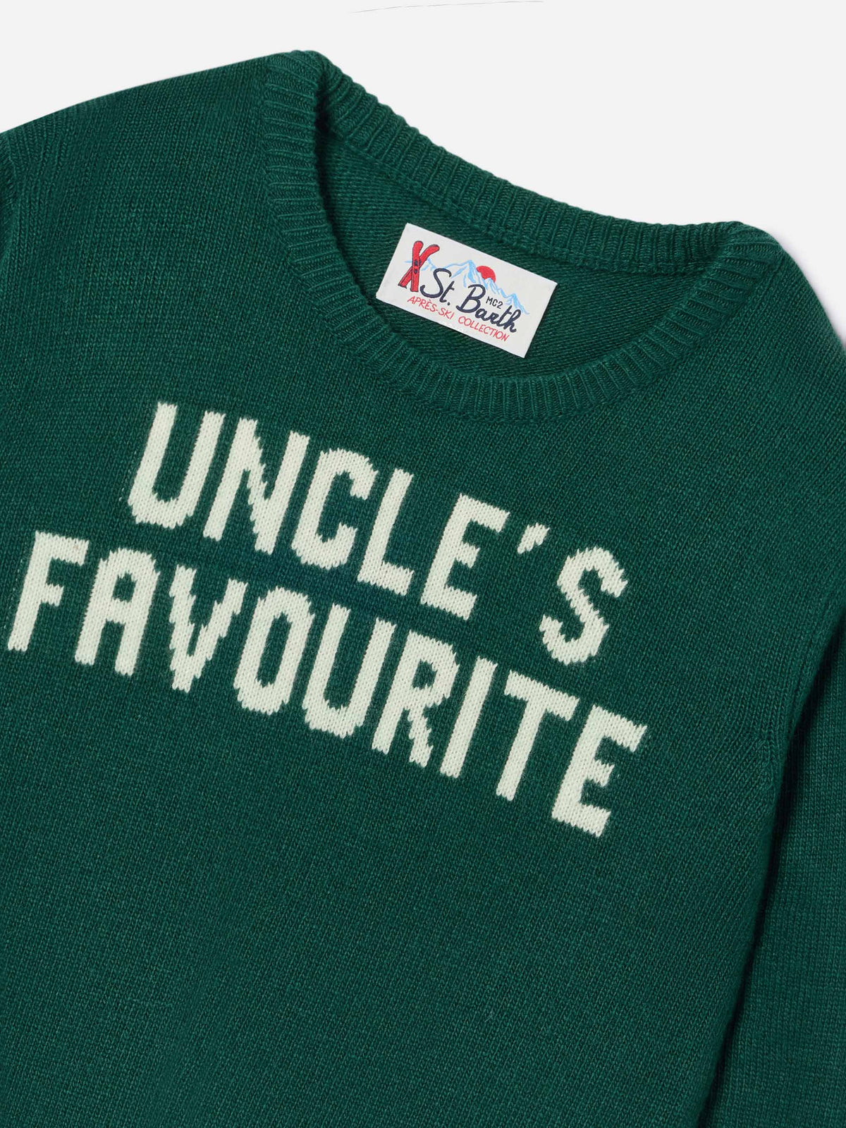 Jersey de punto verde con cuello redondo Douglas con intarsia Uncle's Favourite 