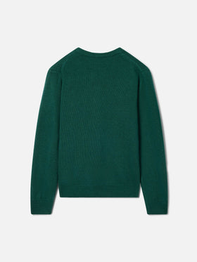 Jersey de punto verde con cuello redondo Douglas con intarsia Uncle's Favourite 