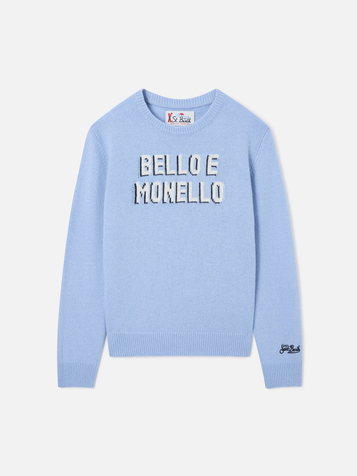Jersey ligero de cuello redondo blue Douglas con intarsia Bello E Monello 